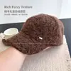 Gorra de béisbol de mezcla de lana suave y mullida para mujer, cálida y versátil para otoño e invierno, estilo ecuestre con un pequeño logotipo metálico