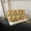Bolsos de Alta Gama para Mujer 2025 Nuevo Bolso Bandolera de Moda Textura Plegada Bolso de Hombro Único Cruzado Color Puro Bolso Cuadrado Pequeño