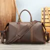 Cuero Genuino Vintage Cuero Crazy Horse Bolsa de Equipaje Bolso de Hombro para Viaje para Hombre Bolso de Viaje de Cuero para Hombre