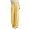 Pantalones de Pierna Ancha Versátiles de Moda Amarillos Estilo Perezoso para Mujer, Delgados de Verano de Cintura Alta, Casual con Caída, Pantalones Yamamoto