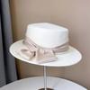 Chapéu liso decorativo de lã estilo Chanel, de cetim com pérolas, feminino, outono e inverno, temperamento socialite, chapéu de feltro, moda, pequeno chapéu-coco
