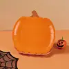 Prato de Papel Formato Abóbora Halloween Especial para Festa Prato Descartável Conjunto de Suprimentos para Festa de Feriado Prato de Jantar Decorativo