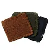 Porta-Bule Tingido Tradicionalmente com Caqui, Porta-Copos de Tecido Feito à Mão de Algodão e Linho, Porta-Xícara de Chá com Borla Estilo Vintage Isolante de Calor