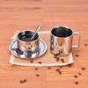 Venta al por mayor de fábrica acero inoxidable no magnético doble capa aislamiento 304 engrosado taza de café con carrete y cuchara juego de tres piezas Láser