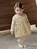 [Personalizado] Conjunto de vestido de invierno para niña pequeña, estilo coreano, forro polar, manga larga, vestido acolchado moderno y cálido para niñas