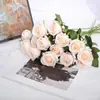 Rosa de Seda Simulada Sencilla Adornos Decoración para el Hogar Boda Decoración de Boda Flor Simulada Cabeza de Rosa Flores Falsas
