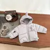 Roupa Infantil Coreana para Meninos, Jaqueta de Algodão com Enchimento de Penas para Inverno, Novo Casaco de Algodão com Capuz Espesso de Desenho Animado Fofo, Jaqueta de Algodão Quente