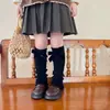 Meias quentes de outono e inverno para meninas com laços, aquecedores de mão de tricô canelado estilo balé de dupla utilização