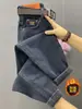 Jeans Reto com Forro de Fleece Novo Outono e Inverno Plus Size para Mulheres, Cintura Alta, Emagrecedor, Cropped, Estilo Dad, Harem, Calça Cenoura