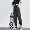 Pantalones negros elegantes de cintura alta para mujer, ajustados y adelgazantes, de otoño, estilo coreano, holgados y rectos, con cadena a la moda.