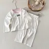 Novo Conjunto de Roupa de Casa Outono e Inverno Infantil DeRong Menina Outono Blusa e Calça Conjunto de Duas Peças Pijama de Gola Redonda para Meninas