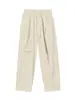 Calça Cargo Reta Plissada Estilo Rua Americana Masculina Marca Tendência Calça Casual Solta Perna Larga Calça Paraquedas Punho Elástico Calça Longa