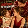 Novos adesivos de tatuagem de Natal coloridos transfronteiriços para crianças, adesivos temporários de desenhos animados do Papai Noel para festas de fim de ano