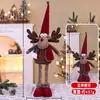 Chapéu Vermelho de Natal Boneco Retrátil Velhinho Brinquedo Boneco de Neve de Natal Rena Boneco de Pernas Longas Enfeite Decoração de Mesa