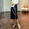 Listo para usar Fabricante Mayorista Alta Sensación Ji Color Puro Elegante Ropa de Trabajo Ceñido al Cuerpo Aspecto Adelgazante Falda de Seda y Lana de Longitud Media