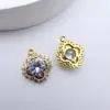 Colgante de Trebol de Cuatro Hojas Redondo de Circonita Chapado en Oro Cobre Accesorios para Joyería Hecha a Mano DIY Collar Pulsera Pendientes Materiales