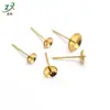 Aço Inoxidável Tigela Convexa Argola Pérola Redonda Brincos Brincos Galvanizados Ouro Real Brincos Acessórios de Joias Feitos à Mão DIY