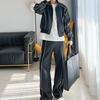 Sensação de alta qualidade Ruffian bonito terno esportivo casual masculino design solto jaqueta cardigã calça de perna larga combinando terno de duas peças moda