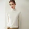 Suéter de cachemira para mujer, 100% cachemira pura de cabra, nuevo diseño de moda, color sólido, versátil, cuello medio alto, jersey de punto, suéter cálido