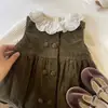 Ropa Infantil Coreana Vestido de Pana para Niñas 2026 Primavera y Otoño Nuevo Elegante de Moda Vestido Chaleco para Bebé Princesa