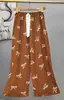 Pantalones de pijama de algodón para mujer, verano, finos, estampados, casuales, de pierna ancha, pueden usar mujeres embarazadas, comercio exterior, pantalones de talla grande