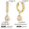 Brincos femininos estilo europeu e americano Wanxing, aço inoxidável banhado a ouro 18k, brincos de zircônia em formato de gota d'água, brincos versáteis de moda transfronteiriça atacado