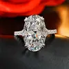 Anillo Brillante de Zirconia con Corte Flor de Hielo, Comparable a un Huevo de Paloma, para Mujer, Anillo de Lujo Ligero de Nicho