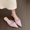 Nuevos Zuecos de Medio Zapato Cerrados de Alto Nivel Estilo Francés para Mujer Primavera/Verano 2026, Elegantes Sandalias de Bajo Tacón para Dama Slip-On