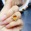 Colgante Popular de Citrina Natural al por Mayor de Fábrica con Incrustaciones de Plata S925, Piedra Principal 7*9, Joyería de Lujo Directa de Fábrica