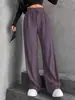 Pantalones Anchos de Color Sólido para Mujer, Cruzados Europeos y Americanos, Novedad Otoño e Invierno 2026, Cintura Elástica, Pantalones Largos Casuales, Cintura Alta con Cordón, Pierna Recta