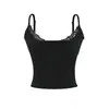Top Camisola Patchwork de Renda Estilo Hot Girl Retrô, Novo Top Curto Slim de Verão com Costas Abertas para um Look Estiloso