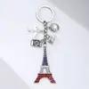 Llavero de Artesanía Metálica Estilo Dibujo Animado Creativo Souvenir de Viaje a Francia Llavero de Aleación Torre Eiffel