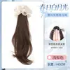 Peluca de Cola de Caballo Estilo Coreano Estilo Academia Peluca de Cola de Caballo de Encaje con Pinza Integrada Coleta Baja Goma para el Cabello Cabello Real Cabello Largo Rizado