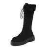 Botas Longas transfronteiriças 2026 Outono/Inverno botas de algodão Botas Martin estilo novo feminino bico redondo feminino até o joelho com comércio exterior Europeu e Americano
