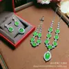 Plata s925 con incrustaciones de calcedonia colgante de superficie de huevo luz lujo moda calcedonia de hielo juego de cuatro piezas aretes anillo pulsera