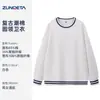 Sudadera de Algodón 350g de Corte Holgado con Bloques de Color y Cuello Redondo Acanalado Personalizada Nuevo Estilo 2026 Top de Manga Larga para Pareja Viajera Estilo Retro
