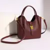 Bolso Cruzado de Cuero de Vaca de Primera Capa de un Solo Hombro, Cuero Genuino, Transfronterizo, Moderno, Versátil, Sencillo, Elegante, Gran Capacidad, Lujo Ligero