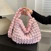 Bolsa de ombro estilo coreano de grande capacidade plissada, nova bolsa all-match com bolhas, bolsa tiracolo casual da moda