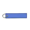 3*13cm Tela de Poliéster para Mascotas Borde Bordado Llavero en Blanco Colgante Largo Cuerda de Llave de Tela Bordada a Máquina Colgante para Bolsa DIY