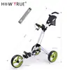 Carrito de Empuje Plegable para Bolsa de Golf, Marco de Aleación de Aluminio, Carrito de Tres Ruedas de Arrastre Manual para Campo de Golf, Carrito de Bolsa de Golf, Coche Negro, Ruedas Negras