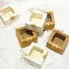 Transfronteiriço Em Estoque Cor de Couro de Vaca Branco Para Assar Embalagem para Levar Embalagem para Bolo Pequeno Caixas de Bolo de Papel Copo de Papel Caixas para Muffin Atacado