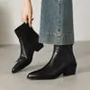 Botines Chelsea Básicos Versátiles Lavables de Piel de Vaca de Alta Calidad para Viajeros Invierno 2026 Tacón Medio Grueso Punta Fina Piel Genuina Botines Tobilleros para Mujer