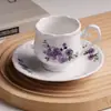 Conjunto de Xícara e Pires de Cerâmica para Café Light Luxury Série Floral Retrô Americano Xícara de Chá da Tarde Conjunto em Relevo Chá da Tarde