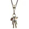Nuevos Accesorios Europeos y Americanos Transfronterizos, Colgante Personalizado de Calavera de Aleación Retro, Collar Largo, Accesorios de Halloween