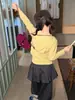 WO ropa para niños, blusa para niñas, colección otoño 2026, conjunto de dos piezas de manga larga con lunares estilo coreano, blusa casual y moderna para niños