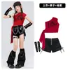 Roupas de Jazz para Meninas, Top Cropped com Alça Única, Shorts, Conjunto de Roupa de Dança, Roupa de Performance de Street Dance para Meninas de Jazz