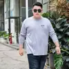 Camiseta de Manga Larga para Hombre Tallas Grandes de Primavera y Otoño 150kg Hombres Cuello Redondo Camiseta Básica Corte Holgado Versátil Estilo de Moda