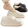 Pantuflas de casa impermeables, diseño de oso, cálidas para otoño e invierno, de suela gruesa, con tacón, aptas para usar al aire libre, forradas de felpa, gruesas, negras, talla 44-45