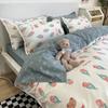 Juego de Ropa de Cama Fresco de Algodón Lavado de Cuatro Piezas Funda Nórdica Regalo Ropa de Cama Ins Dormitorio Estudiante Tres Piezas Al Por Mayor