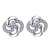 Nuevos Pendientes de Molinillo de Viento Giratorio de Circonita de Moda Estilo Coreano Elegantes Pendientes de Molinillo de Viento de Trébol de Cuatro Hojas Venta al por Mayor de Joyería
